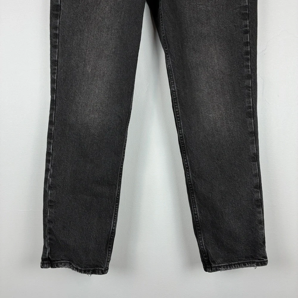 Zara Womens Black Straight‎ Leg Jeans Distressed Denim Blokecore Grunge-lite